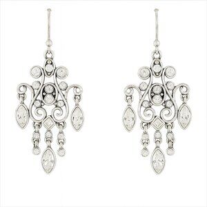 Vintage Monet Crystal Chandelier Drop Earrings Silver Tone